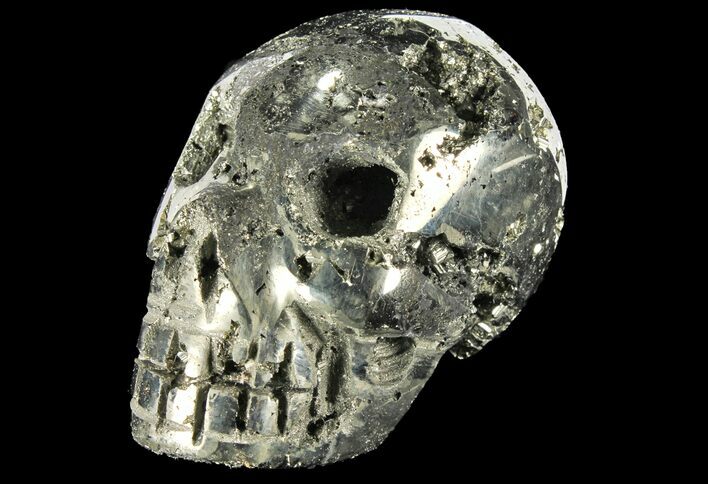 Polished Pyrite Skull With Pyritohedral Crystals #96329